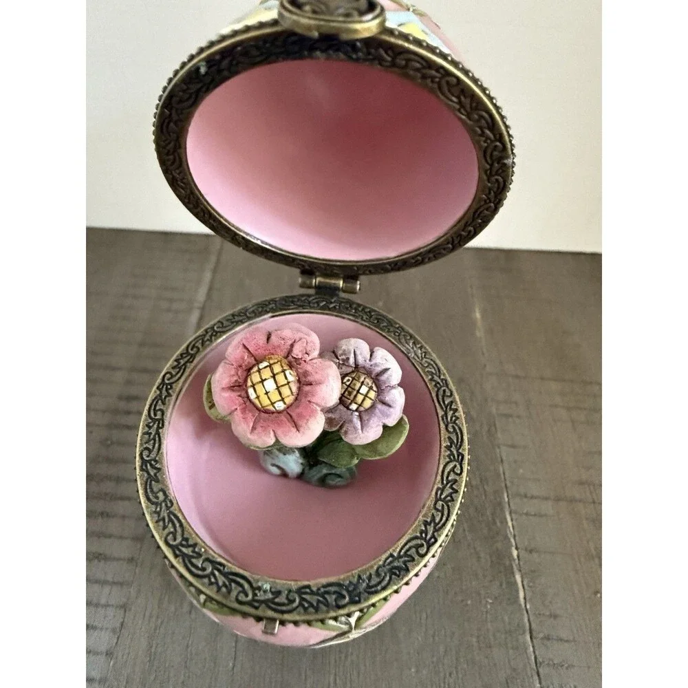 Jim Shore Springtime Surprise 2008 Heartwood Ck Egg Trinket Box Flowers 4013314 - Picture 5 of 5